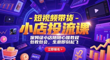 短视频带货-小店投流课，保姆级小店随心推教程，包教包会，生意即刻起飞-HEIXMI（中国站）