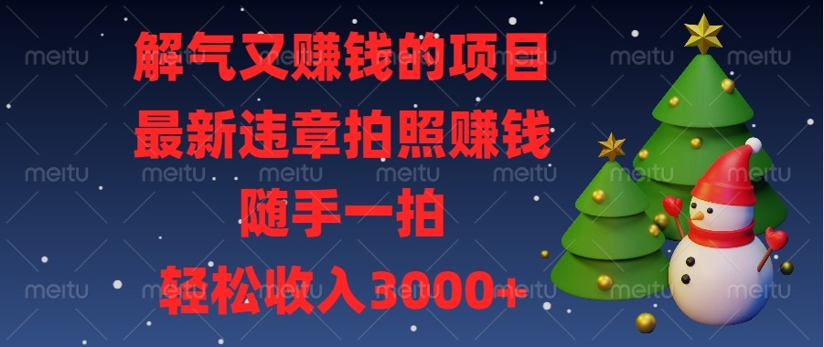解气又赚钱的项目，最新违章拍照赚钱，随手一拍，轻松收入3000+-HEIXMI（中国站）