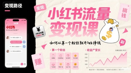 小红书流量变现课，如何从第一个粉丝就开始挣钱-HEIXMI（中国站）