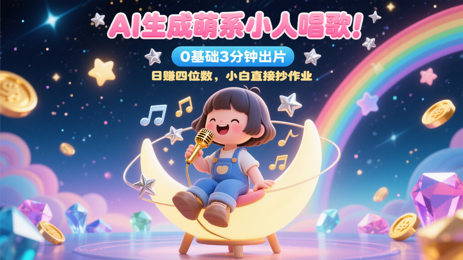 AI生成萌系小人唱歌！0基础3分钟出片，28个作品涨粉9万，日赚四位数，小白直接抄作业 - HEIXMI（中国站）-HEIXMI（中国站）