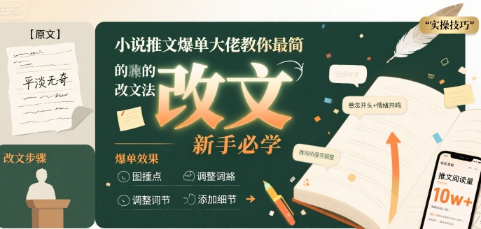 小说推文爆单大佬教你最简单的改文方法实操课，新手必学-HEIXMI（中国站）