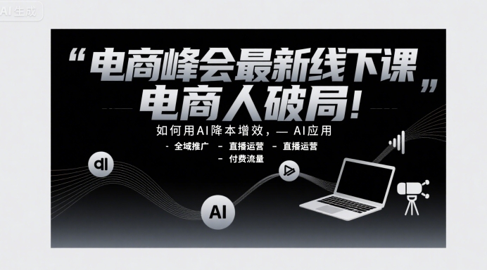电商峰会最新线下课，电商人破局，如何用AI降本增效，AI应用-全域推广-直播运营-付费流量-HEIXMI（中国站）