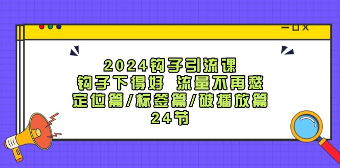 2024钩子引流课：钩子下得好流量不再愁，定位篇/标签篇/破播放篇/24节-HEIXMI（中国站）