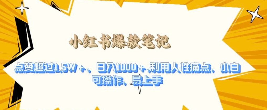 利用人性的痛点，打造爆款笔记，获得点赞超过1.5W+，日入1k【揭秘】-HEIXMI（中国站）