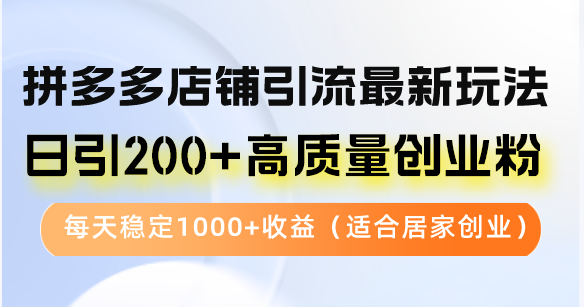 拼多多店铺引流最新玩法，日引200+高质量创业粉，每天稳定1000+收益(…-HEIXMI（中国站）