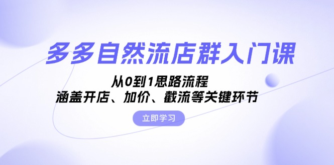 多多自然流店群入门课，从0到1思路流程，涵盖开店、加价、截流等关键环节-HEIXMI（中国站）
