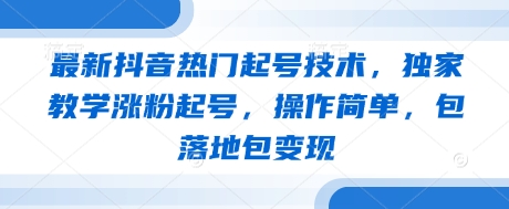 最新抖音热门起号技术，独家教学涨粉起号，操作简单，包落地包变现-HEIXMI（中国站）