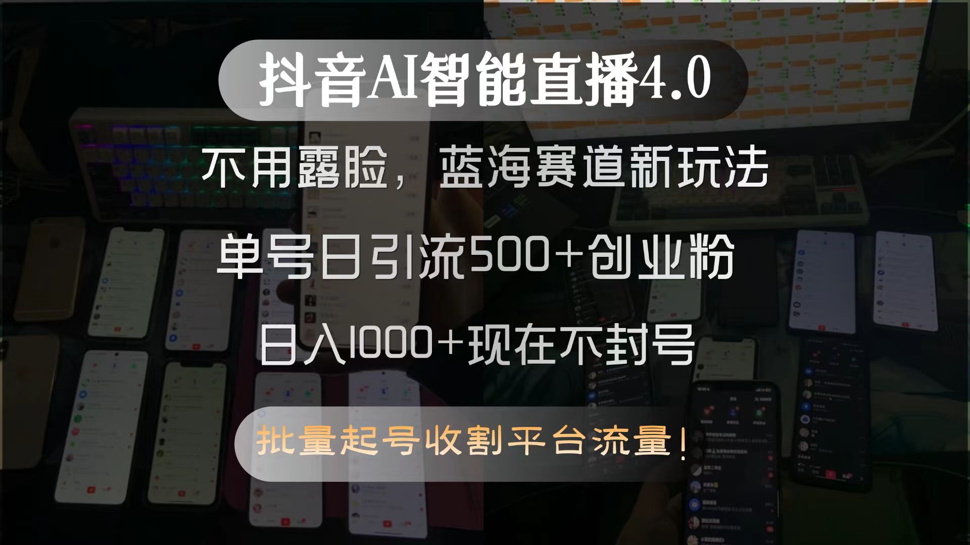 抖音AI智能直播4.0，不用露脸，蓝海赛道新玩法，单号日引流500+创业粉…-HEIXMI（中国站）