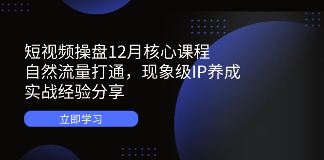 短视频操盘12月核心课程：自然流量打通，现象级IP养成，实战经验分享-HEIXMI（中国站）