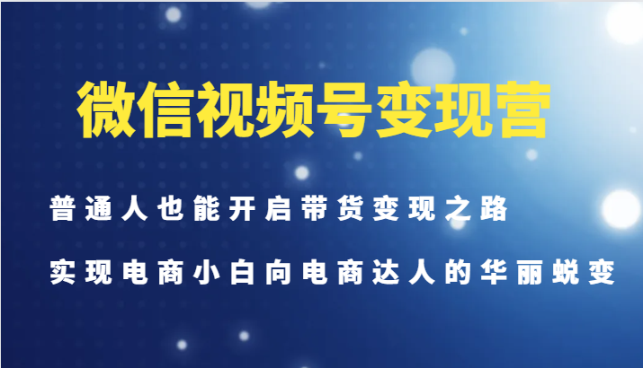 微信视频号变现营-普通人也能开启带货变现之路，实现电商小白向电商达人的华丽蜕变-HEIXMI（中国站）