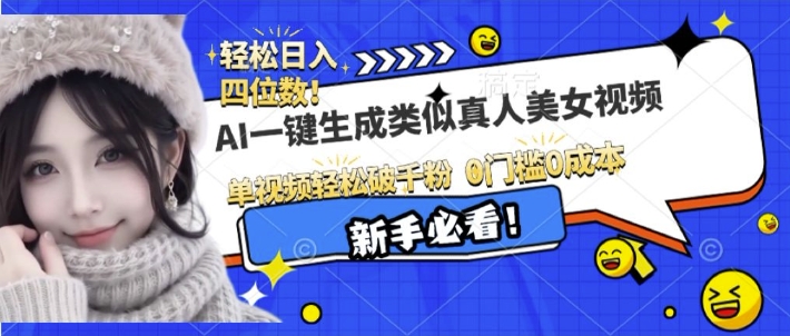 AI一键生成接近真人美女视频，单视频轻松破千粉，操作简单-HEIXMI（中国站）