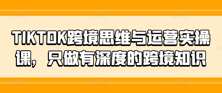 TIKTOK跨境思维与运营实操课，只做有深度的跨境知识-HEIXMI（中国站）
