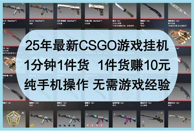 25年最新CSGO游戏挂机，1分钟1件货，1件货赚10元 纯手机操作 无需游戏经验-HEIXMI（中国站）