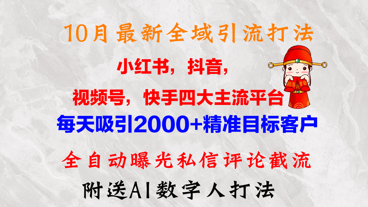 10月最新小红书，抖音，视频号，快手四大平台全域引流，，每天吸引2000…-HEIXMI（中国站）