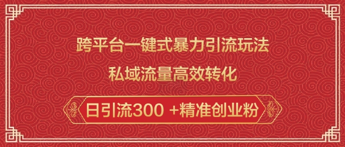 跨平台一键式暴力引流玩法，私域流量高效转化日引流300 +精准创业粉-HEIXMI（中国站）