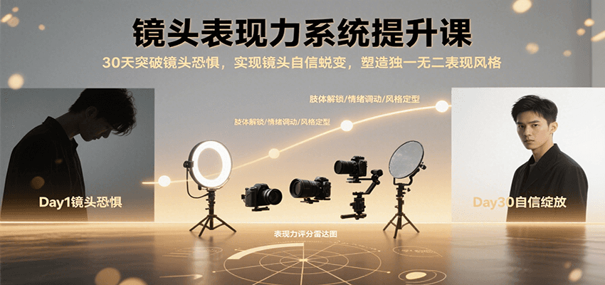 镜头表现力系统提升课，30天突破镜头恐惧实现自信蜕变，塑造独一无二表现风格-HEIXMI（中国站）
