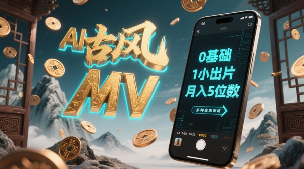 AI一键生成古风音乐MV，0剪辑基础1小时出片，多种变现渠道，一部手机月入5位数 - HEIXMI（中国站）-HEIXMI（中国站）