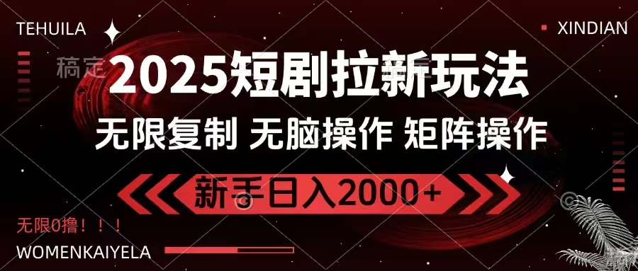 2025短剧拉新玩法，无需注册登录，无限0撸，无脑批量操作日入2000+-HEIXMI（中国站）