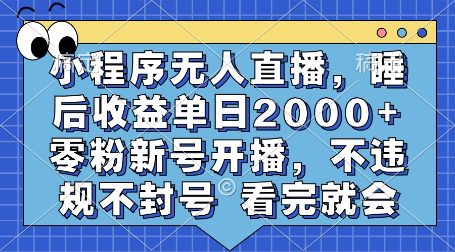 小程序无人直播，睡后收益单日2000+ 零粉新号开播，不违规不封号 看完就会-HEIXMI（中国站）
