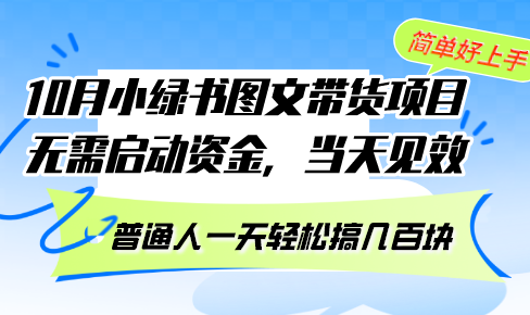 10月份小绿书图文带货项目 无需启动资金 当天见效 普通人一天轻松搞几百块-HEIXMI（中国站）