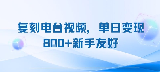 复刻电台视频，单日变现8张+新手友好，长期可做-HEIXMI（中国站）
