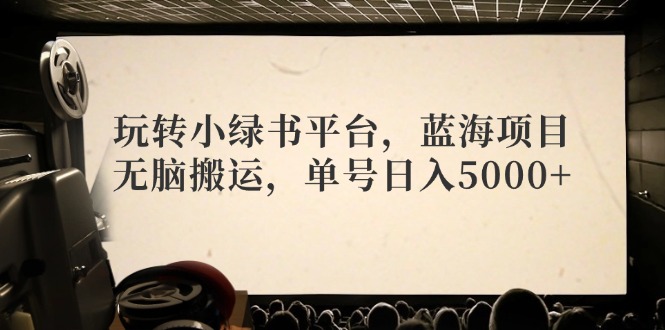 玩转小绿书平台，蓝海项目，无脑搬运，单号日入5000+-HEIXMI（中国站）
