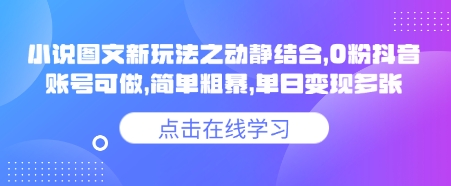 小说推文图文新玩法之动静结合，0粉抖音账号可做，简单粗暴，单日变现多张-HEIXMI（中国站）