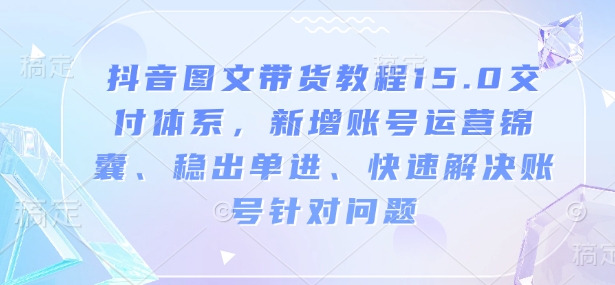 抖音图文带货教程15.0交付体系，新增账号运营锦囊、稳出单进、快速解决账号针对问题-HEIXMI（中国站）
