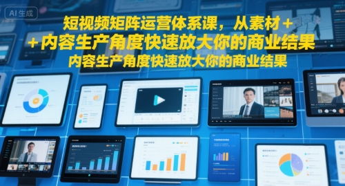短视频矩阵运营体系课，从素材+内容生产角度快速放大你的商业结果-HEIXMI（中国站）