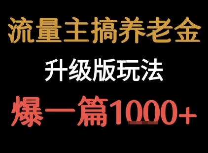 流量主之养老金升级版玩法  爆一篇收益1k+-HEIXMI（中国站）