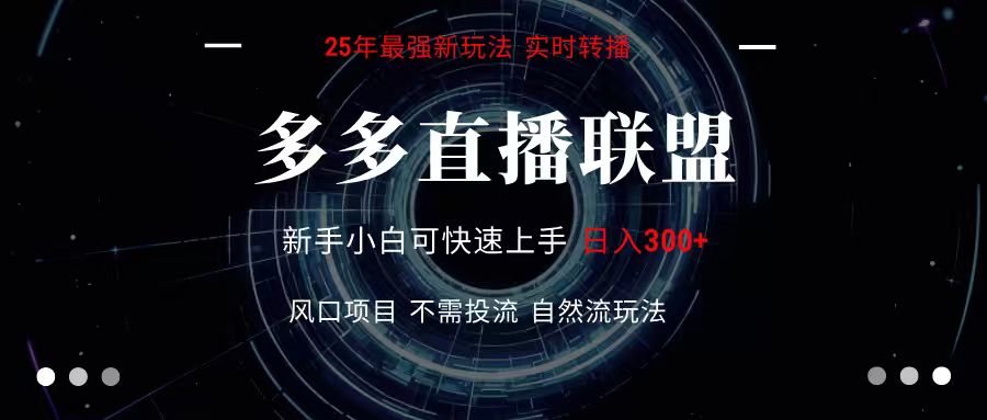 多多直播联盟 全新玩法 单机单日变现300+不要求电脑配置 玩法简单暴力-HEIXMI（中国站）