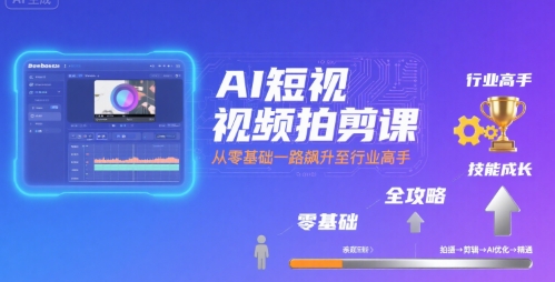 AI短视频拍剪课，全攻略到精通，带你从零基础一路飙升至行业高手-HEIXMI（中国站）