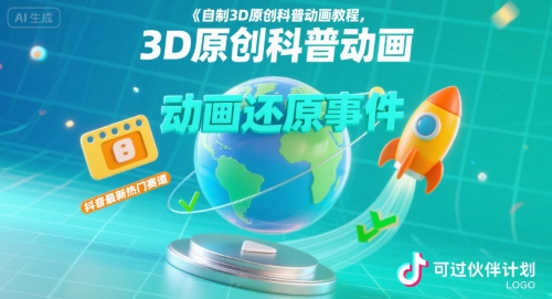 自制3D原创科普动画教程，动画还原事件，抖音最新热门赛道，可过伙伴计划-HEIXMI（中国站）