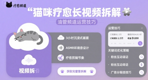 猫咪疗愈长视频拆解 &油管频道运营技巧-HEIXMI（中国站）