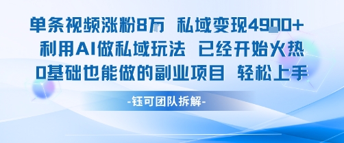 单条视频私域变现4.9k+利用AI做私域玩法 已经开始火热0基础也能做的副业项目轻松上手-HEIXMI（中国站）