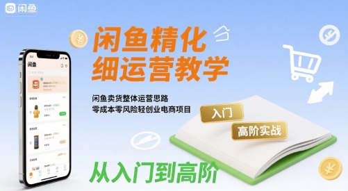 闲鱼精细化运营入门+高阶实战教学，闲鱼卖货整体运营思路，零成本零风险轻创业电商项目-HEIXMI（中国站）