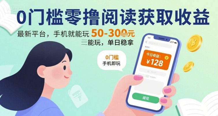 0门槛零撸阅读获取收益：最新平台，手机就能玩，单日稳拿 50-3张 【揭秘】-HEIXMI（中国站）