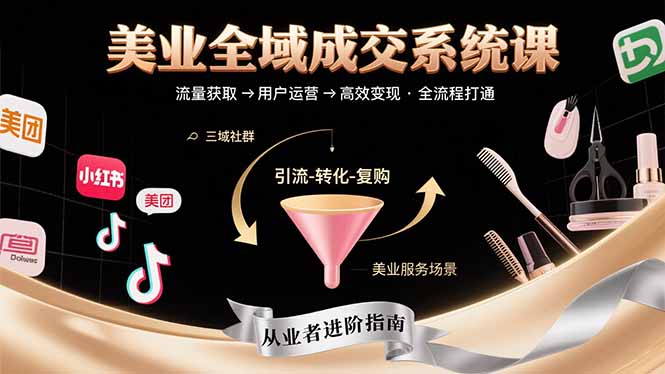 美业全域成交系统课程：帮助美业从业者打通从流量获取到高效变现全流程-HEIXMI（中国站）