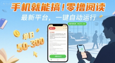 手机就能搞！零撸阅读挂G，最新平台，一键自动运行，随时随地挣，单日50-3张+【揭秘】-HEIXMI（中国站）