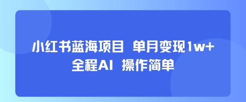 小红书蓝海项目 单月变现1w+ 全程AI 操作简单-HEIXMI（中国站）