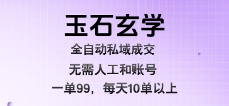 玉石玄学全自动私域成交，一单99每天十单以上，无需人工和矩阵账号，蓝海项目直接干【揭秘】-HEIXMI（中国站）