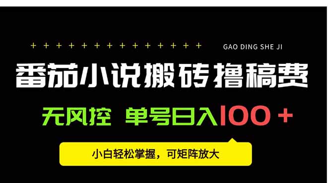 番茄小说创作人搬砖赚稿费，无风控单号日入100＋，小白轻松掌握，可矩…-HEIXMI（中国站）