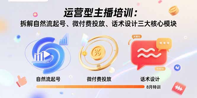 运营型主播培训：拆解自然流起号、微付费投放、话术设计三大核心模块-8月-HEIXMI（中国站）