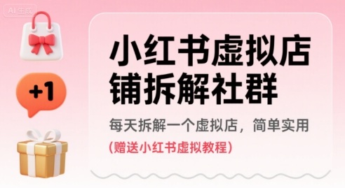 小红书虚拟店铺拆解社群，每天拆解一个虚拟店，简单实用(赠送小红书虚拟教程)-HEIXMI（中国站）