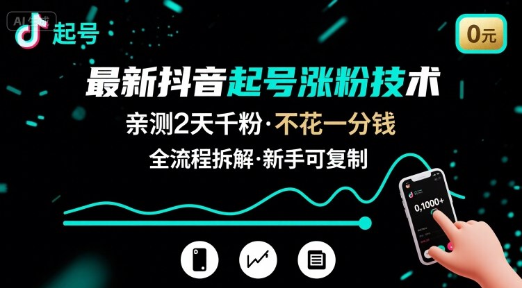 最新抖音起号涨粉技术，亲测2天千粉，不花一分钱，全流程拆解-HEIXMI（中国站）