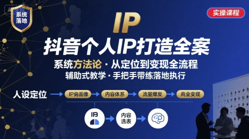 抖音个人IP系统落地实操大课，实操课程，辅助落地-HEIXMI（中国站）