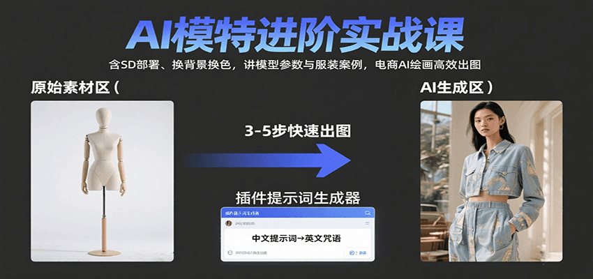 AI模特进阶实战课：含SD部署、换背景换色，讲模型参数与服装案例，电商AI绘画高效出图-HEIXMI（中国站）
