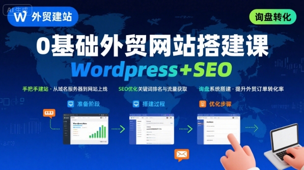 WordPress外贸建站+SEO优化课程，手把手教你从0到1搭建可获得询盘的外贸网站-HEIXMI（中国站）