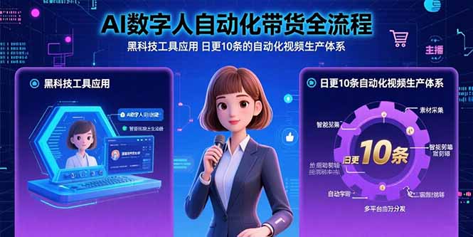 AI数字人自动化带货全流程：黑科技工具应用 日更10条的自动化视频生产体系-HEIXMI（中国站）