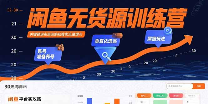 闲鱼无货源训练营：账号准备养号/垂直化选品/黑搜玩法，0基础30天盈利指南-HEIXMI（中国站）